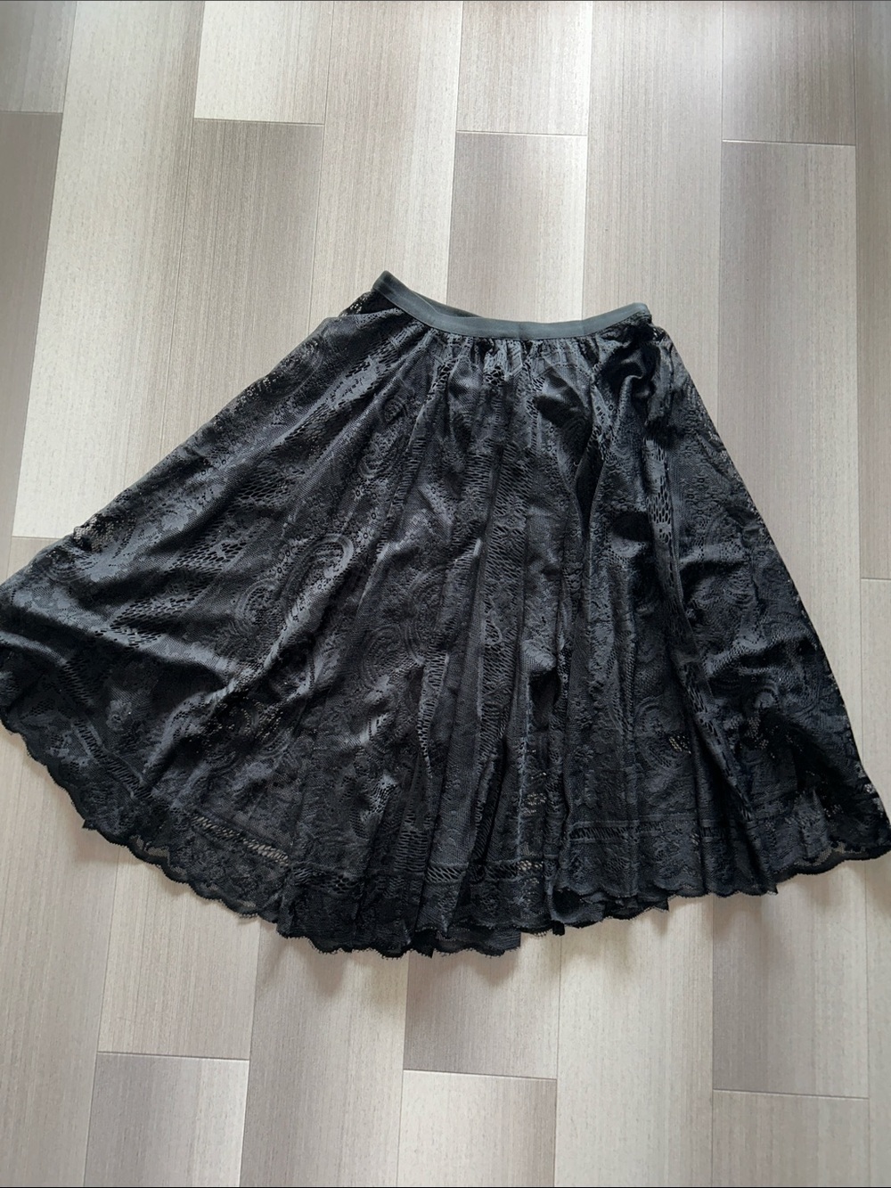 Black Lace Circle Skirt - Classic Women's Skater Skirt
